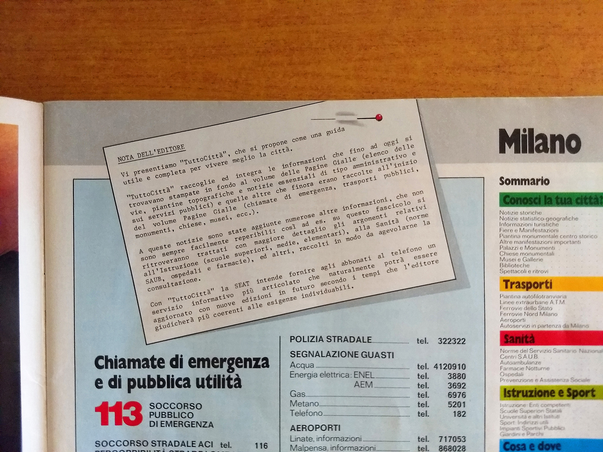 Nota di presentazione dell'editore nel primo fascicolo di TuttoCittà, annata 1981/82