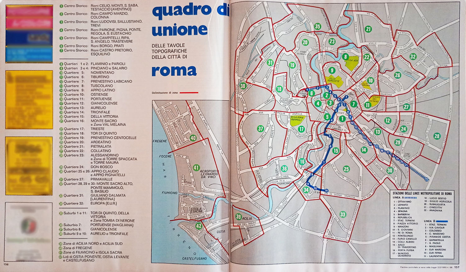 Quadro d'unione delle tavole, Roma 83