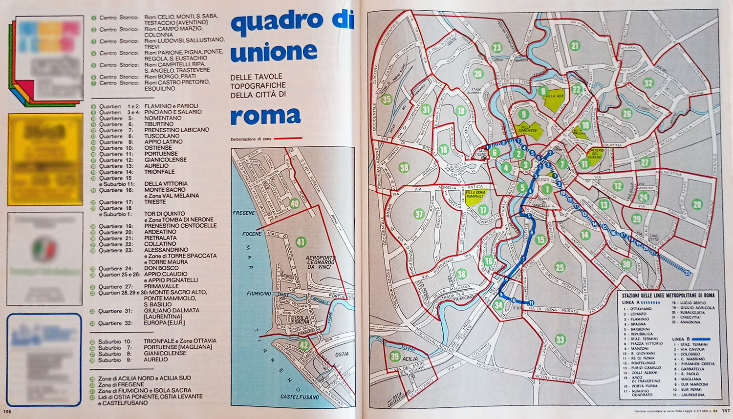 Quadro d'unione delle tavole, Roma 85