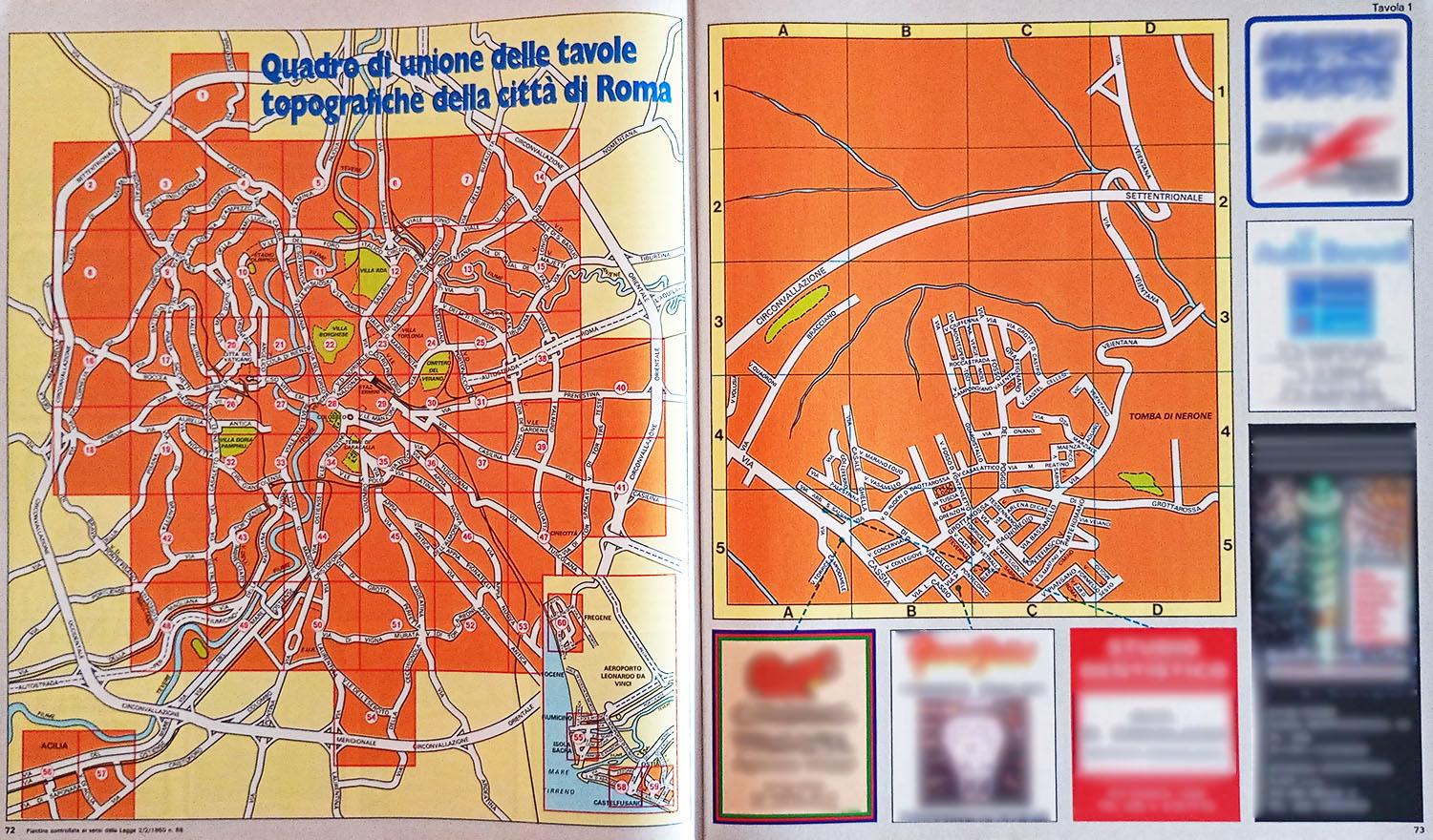 Quadro d'unione delle tavole, Roma 86