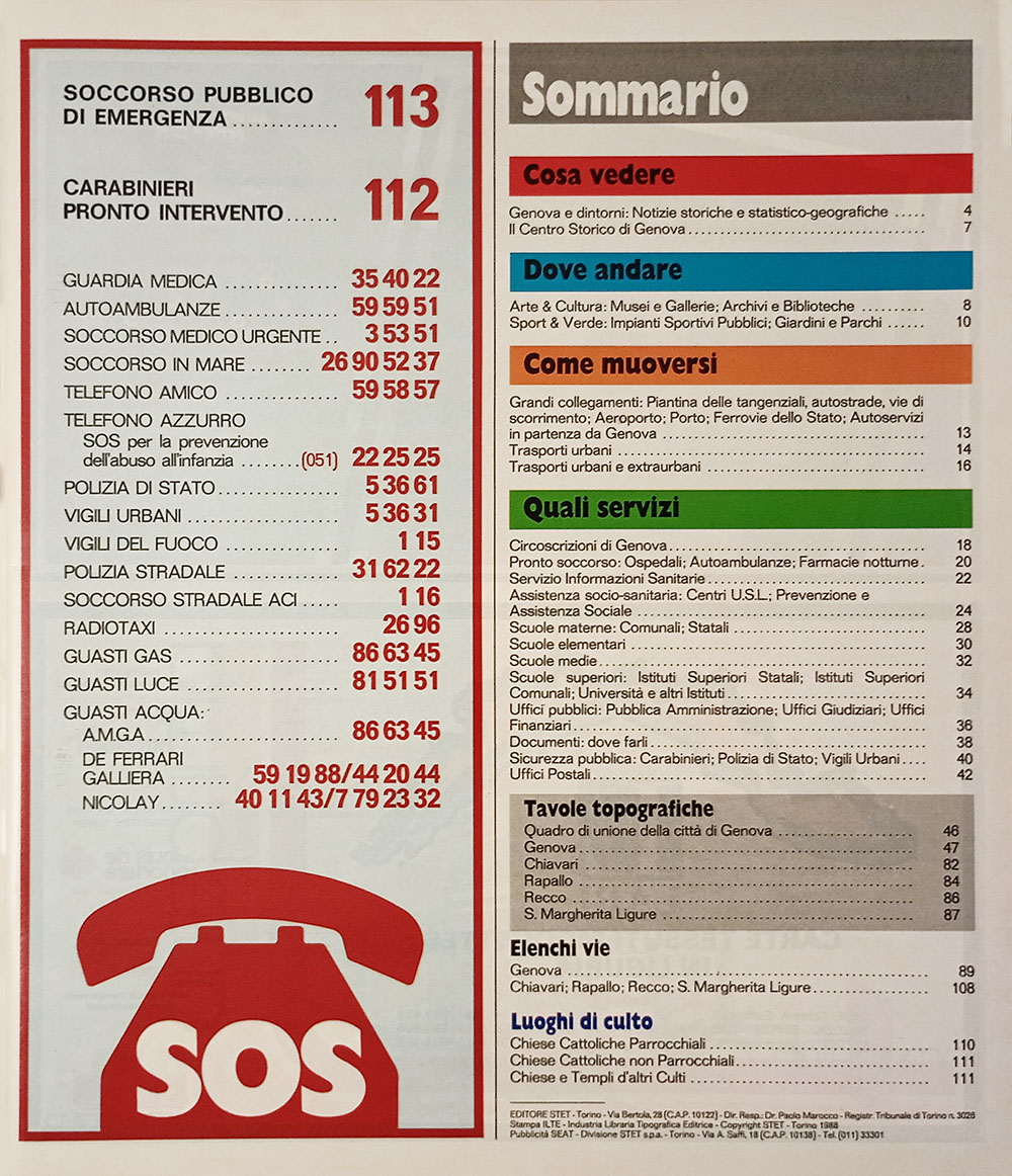 Sommario di un’edizione con copertina della serie edifici